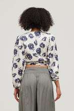 Load image into Gallery viewer, Printed Satin Wrap Top - Ivory