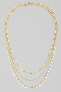 Three Layered Chain Link Necklace - Gold