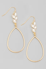 Load image into Gallery viewer, Rhinestone Leaf Teardrop Earrings - Gold