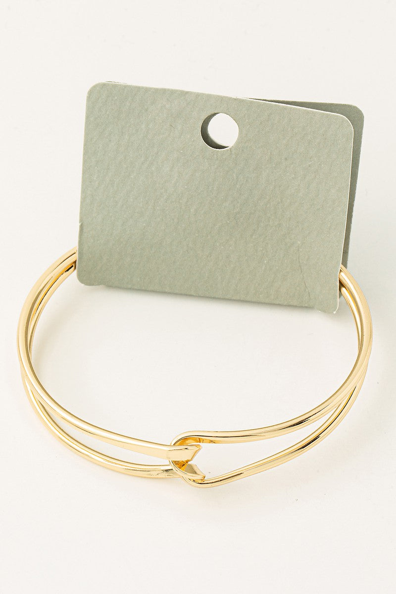 Twisted Wire Open Cuff Bracelet - Gold