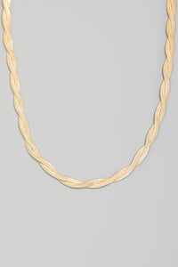 Herringbone Chain Twist Necklace - Gold