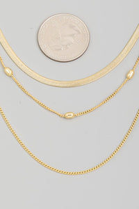 Herringbone Chain Layered Necklace - Gold