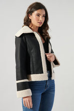 Load image into Gallery viewer, Embers Leather Sheepskin Jacket - Black/Cream