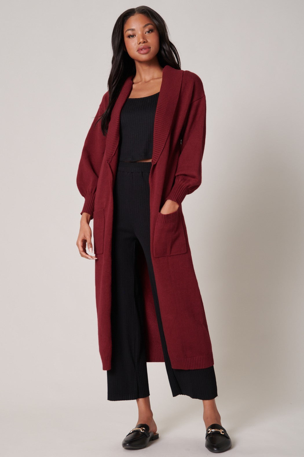 burgundy duster coat