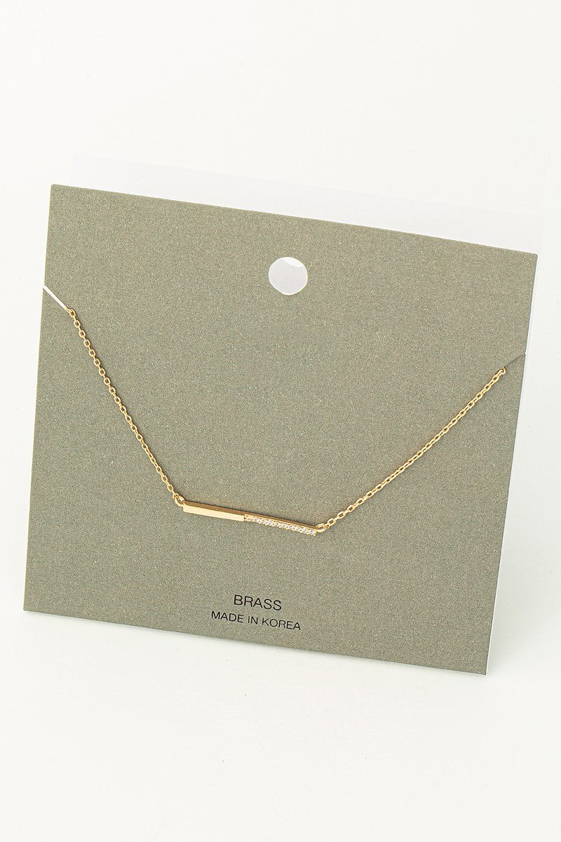Dainty Thin Bar Charm Necklace - Gold