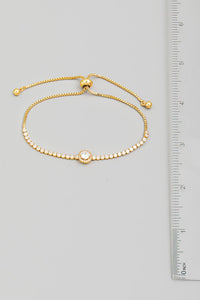 Rhinestone Adjustable Bracelet - Gold