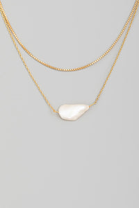 Pearl Charm Layered Chain Necklace - Gold