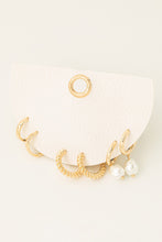 Load image into Gallery viewer, Three Pair Mini Hoop Earrings Set - Gold