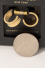 Load image into Gallery viewer, Mini Metallic Ribbed Hoop Earrings - Gold