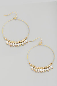 Beaded Circle Wire Cutout Drop Earrings- More Colors