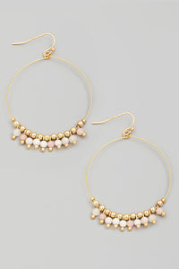 Beaded Circle Wire Cutout Drop Earrings- More Colors