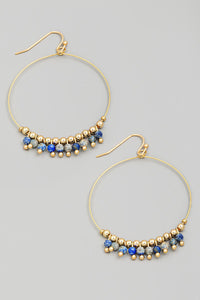 Beaded Circle Wire Cutout Drop Earrings- More Colors