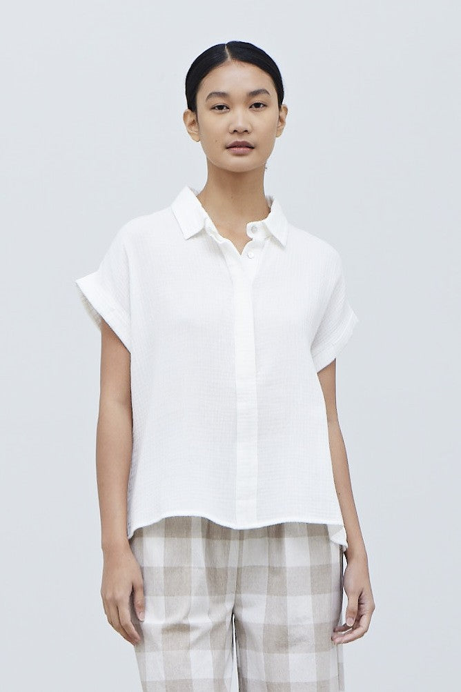 Button Collared Top - Off White