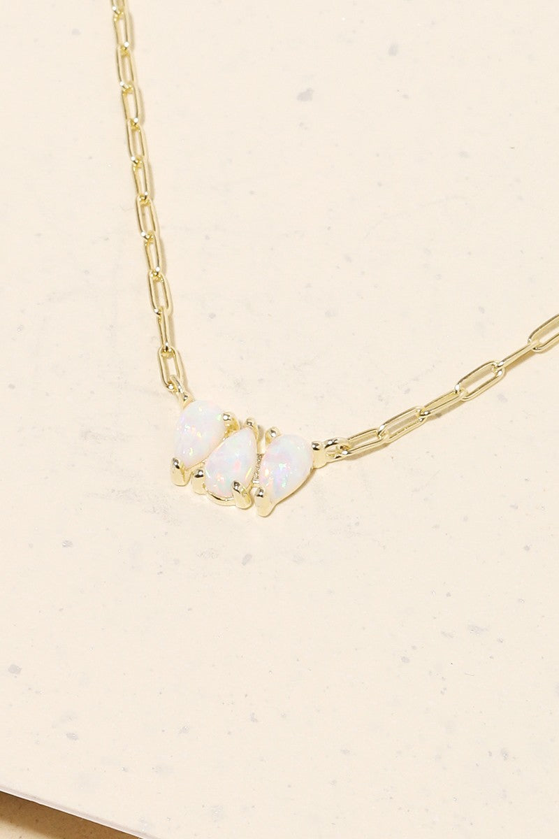 Opal Teardrop Necklace - Gold