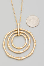 Load image into Gallery viewer, Layered Circle Bamboo Charm Long Necklace - Gold