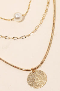 Crystal Charm Layered Necklace - Gold