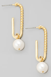 Mini Oval Pearl Drop Earrings - Gold