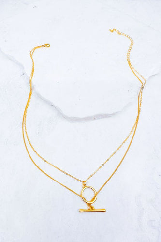 2 Layered Matte Necklace - Gold