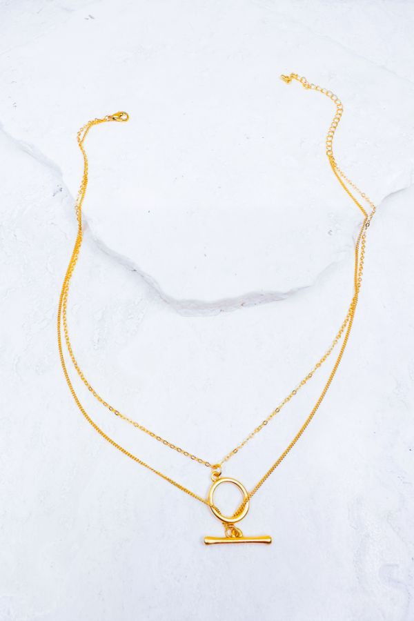 2 Layered Matte Necklace - Gold