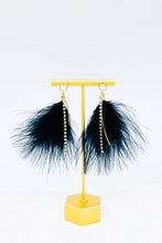 Load image into Gallery viewer, Feather Rhinestone Earrings - Black