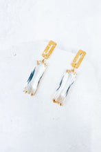 Load image into Gallery viewer, Rectangle Glass Drop Earrings - Clear