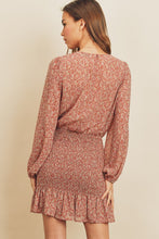 Load image into Gallery viewer, Ditsy Floral Smocked Mini Dress - Rust