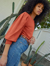 Load image into Gallery viewer, Loren Smocked Peasant Tee - Cayenne
