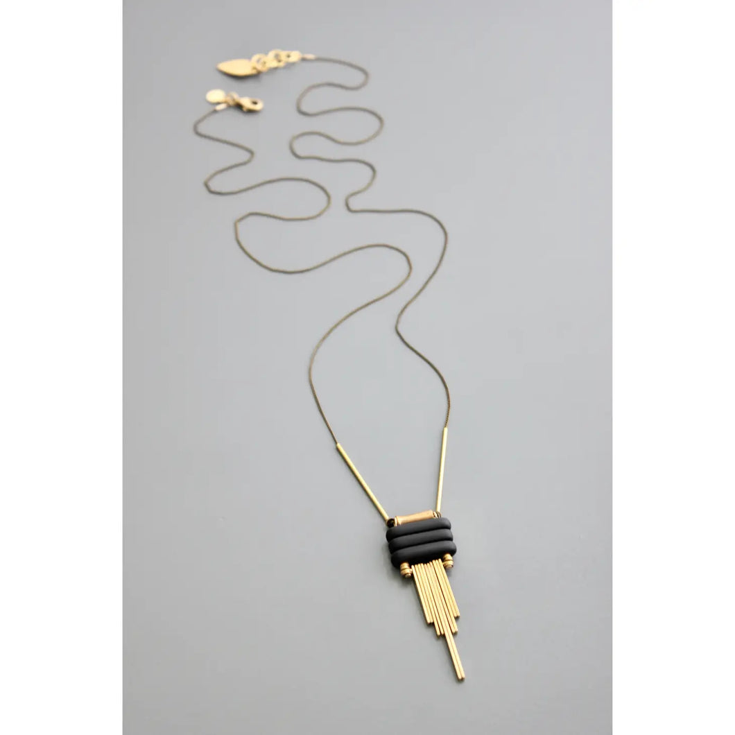 Matte Black Necklace - Brass
