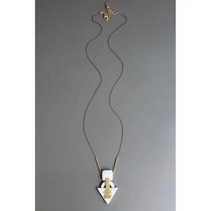 White Triangle Necklace - Brass