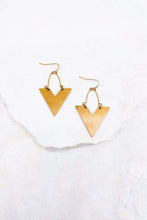 Load image into Gallery viewer, Worn Plated Chevron Earrings - Gold