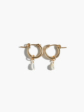 Load image into Gallery viewer, Pearl Huggie Hoops - 14k Gold Filled