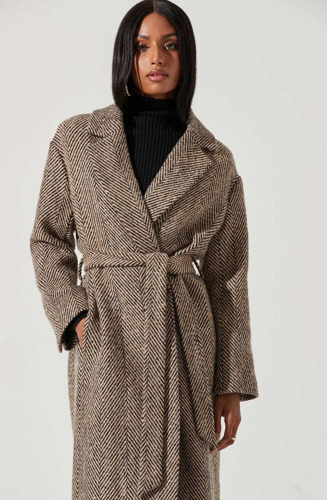 Rhodes Coat - Taupe/ Black
