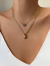 Load image into Gallery viewer, Empress Initial Lock Necklace - Gold/Clear
