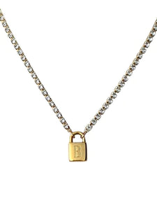 Empress Initial Lock Necklace - Gold/Clear