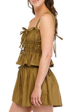 Load image into Gallery viewer, Sleeveless Shirred Ruffle Top - Olive