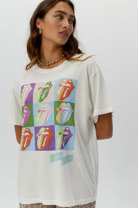 Rolling Stones 9 Licks Boyfriend Tee - Vintage White