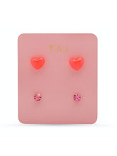 Load image into Gallery viewer, Set of 2 Heart &amp; Rounds Studs - Multiple Colors