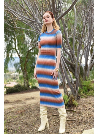 Rhonda Ombre Rib Knit Dress w/Back Cutout - Ombre