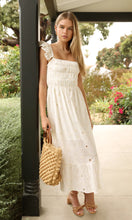 Load image into Gallery viewer, Evelyn Eyelet Embroidered Ruffle Sleeve Midi Dress - Ivory