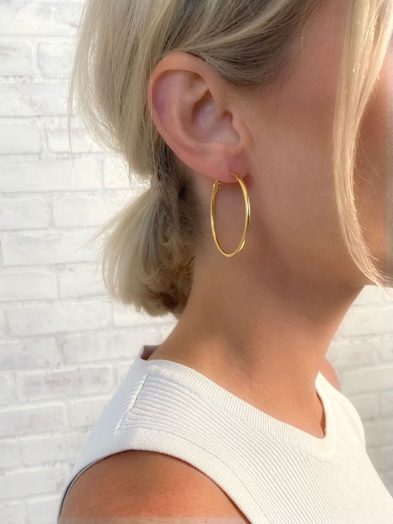 Stella Skinny Thin Hoop Earrings - Gold