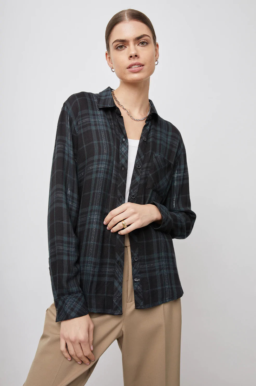Hunter Button Up - Forest Slate Tinsel