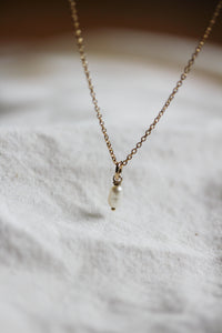 Tiny Pearl Teardrop Necklace - 18k Gold Filled