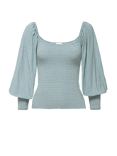Load image into Gallery viewer, Iona Smocked Renaissance Tee - Dusty Blue