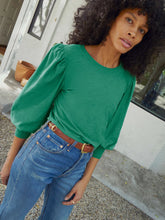 Load image into Gallery viewer, Loren Smocked Peasant Tee - Evergreen