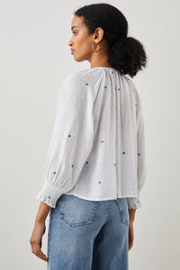 The Mariah Top - Green Daisy Embroidery