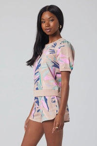 Short Sleeve Tropical Pullover - Pink/Sand