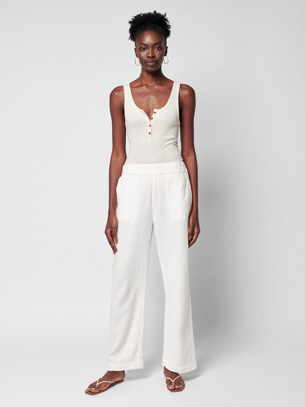 Dream Cotton Gauze Wide Leg Pant - White – Blush Boutique