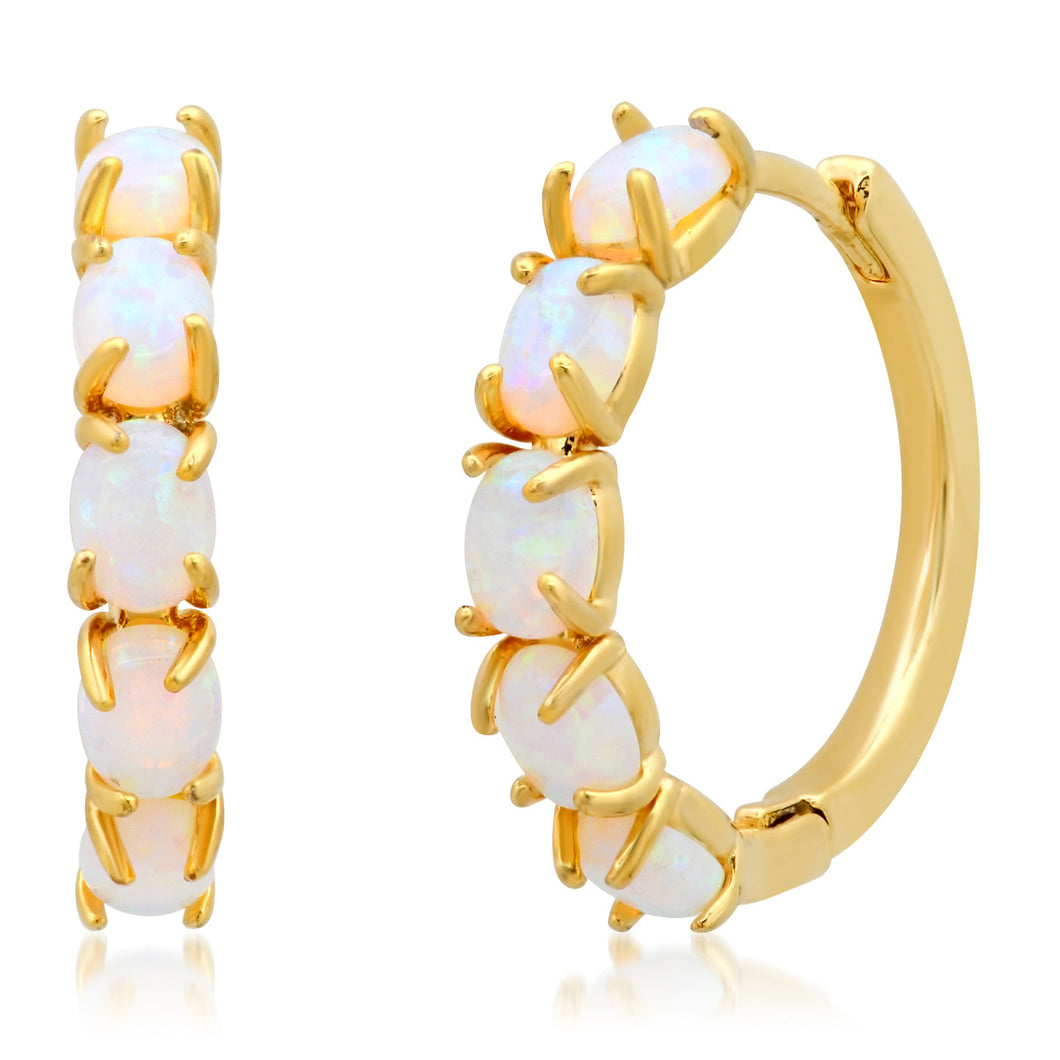 Opal Huggie Earrings - Gold