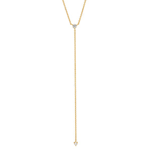 Gold Y Necklace w/ CZ - Gold