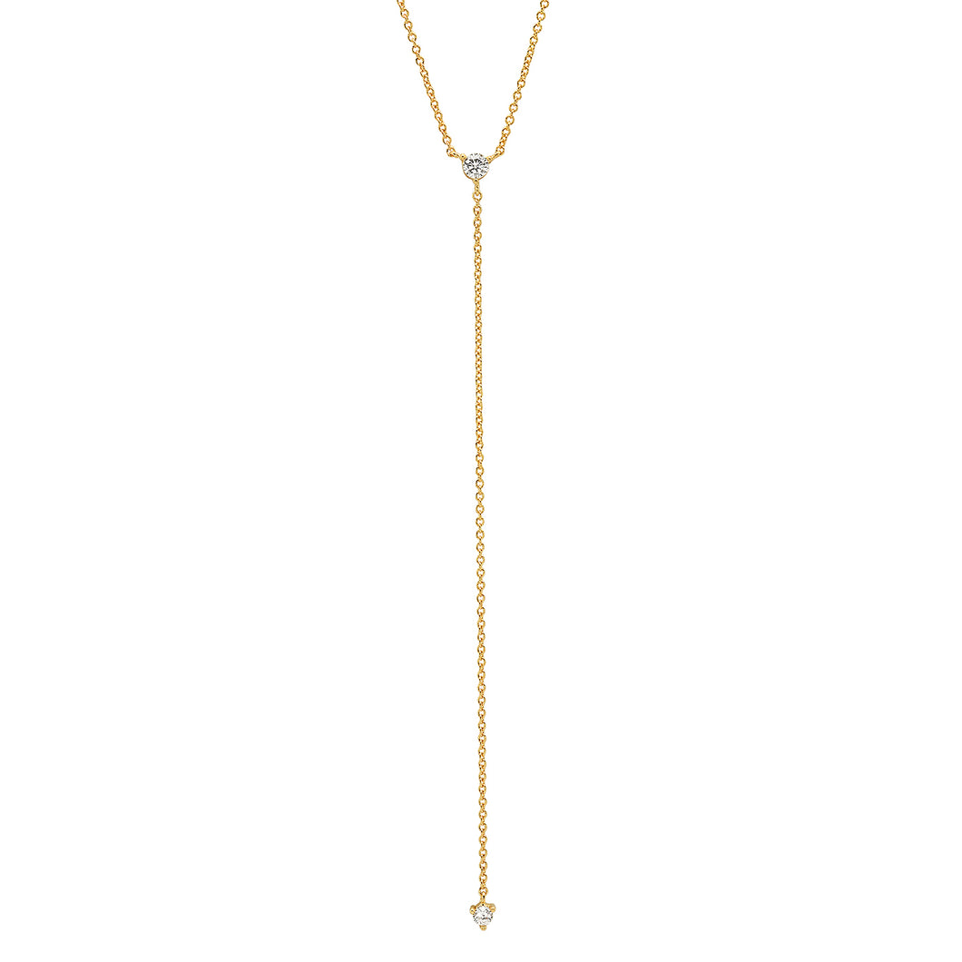 Gold Y Necklace w/ CZ - Gold